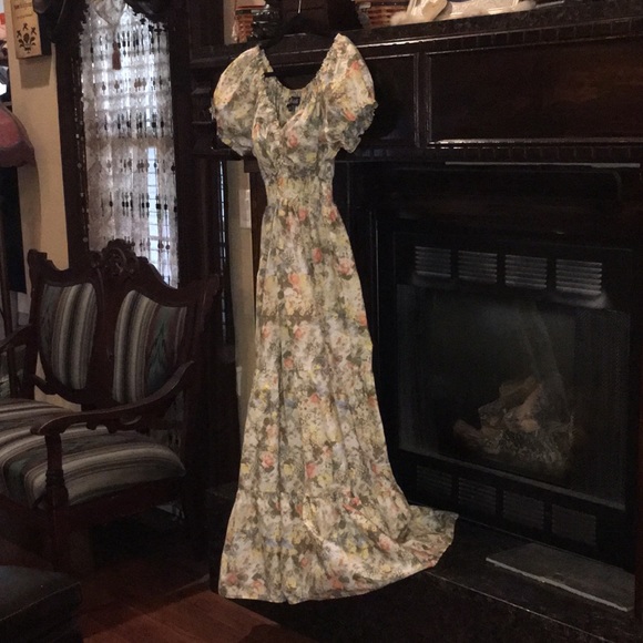 DANIELLE BERNSTEIN  1X  Long FULL Floral SUMMER DRESS EMPIRE⚜️WAIST NWOT - Picture 4 of 16